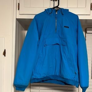 VINTAGE LANDS END SQUALL JACKET / RAIN JACKET FLEECE LINED BLUE